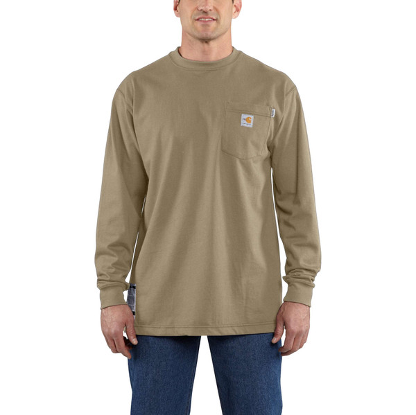 Carhartt FR Cotton Long Sleeve Shirt in khaki
